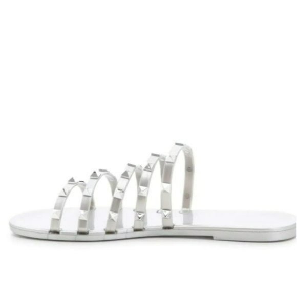 Nine West Charli Flat Jelly Slide Sandals Silver Gray -10 - Picture 3 of 8